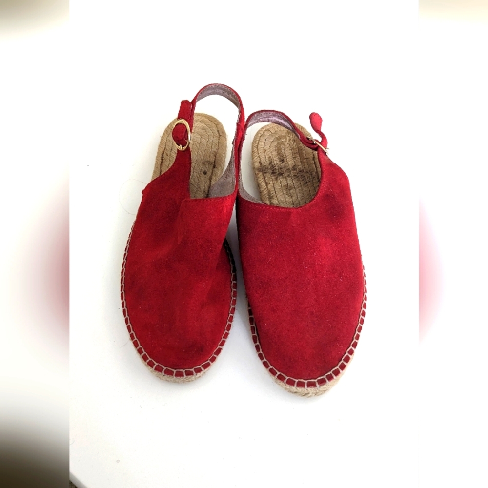 Red Suede Slingback Espadrilles Sandals